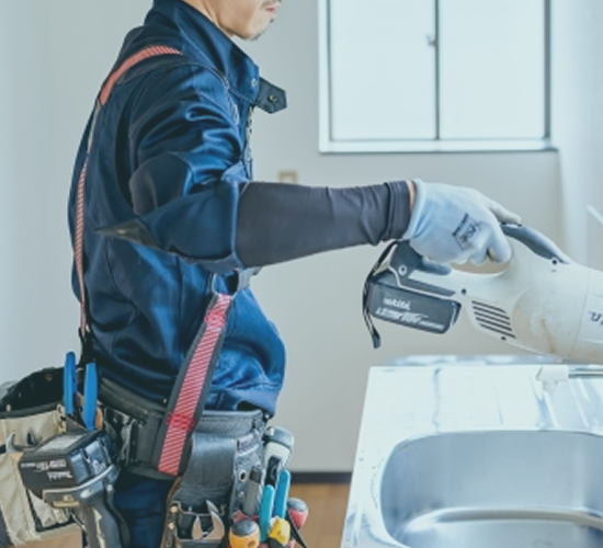 Cleaning tools neatly arranged